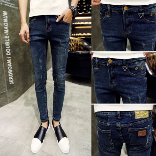 Jeans pour jeunesse pieds Slim en coton printemps - Ref 1463671