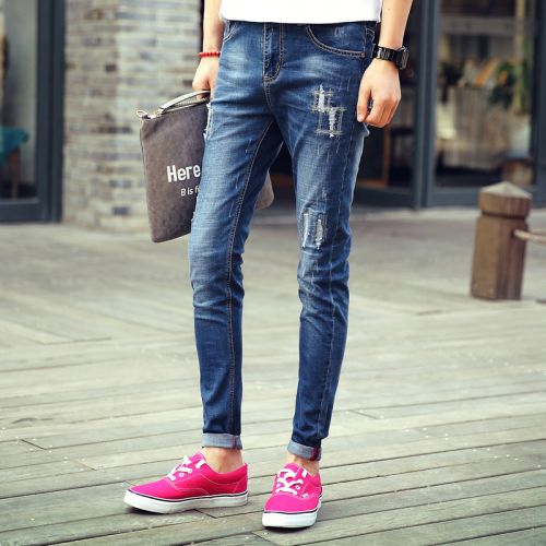 Jeans pour jeunesse pieds Slim en coton Quatre saisons - Ref 1463675