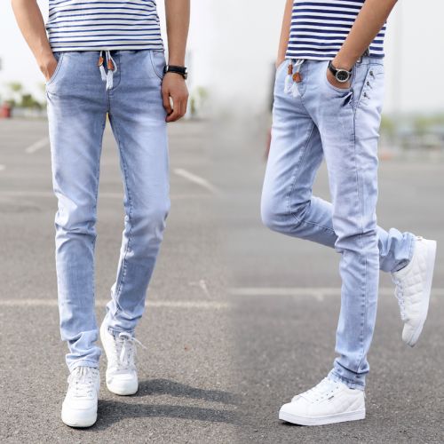 Jeans pour adolescent pieds Slim en coton été - Ref 1463693