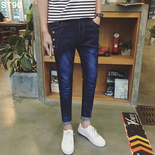 Jeans pour jeunesse pieds Slim en coton automne - Ref 1463695