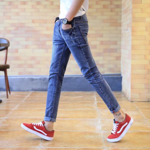 Jeans pour jeunesse pieds Slim en coton automne - Ref 1463760