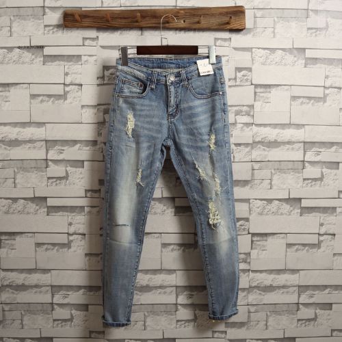Jeans pour adolescent pieds Slim en coton été - Ref 1463770
