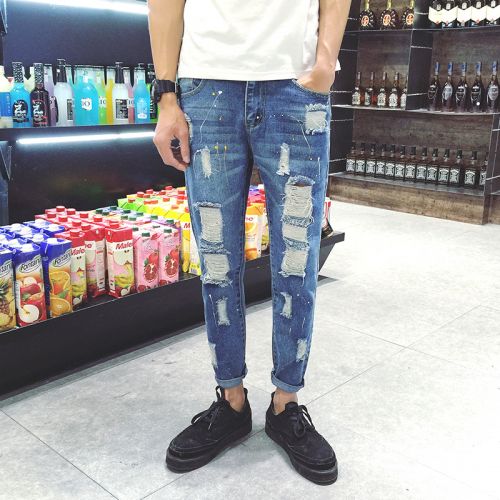 Jeans pour adolescent pieds Slim en coton été - Ref 1463816
