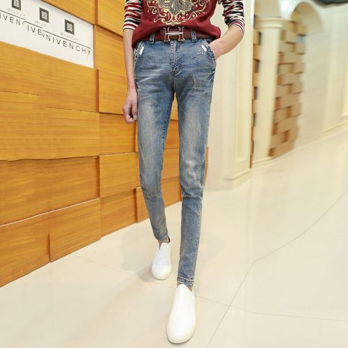 Jeans pour jeunesse pieds Slim HNJIAOUS en coton printemps - Ref 1463822