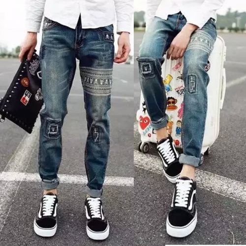 Jeans pour adolescent pieds Slim en coton automne - Ref 1463824