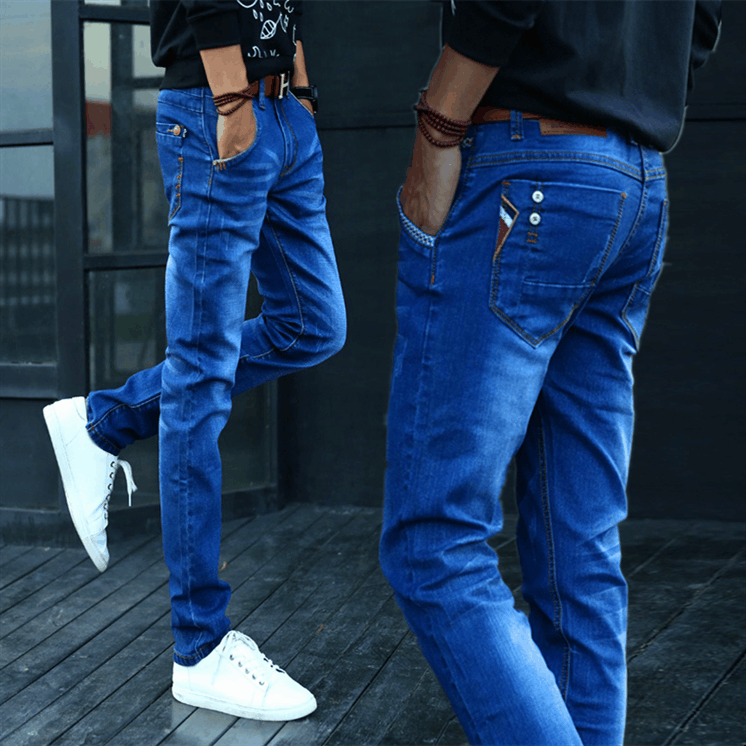 Jeans pour adolescent pieds Slim JEANS en spandex de polyester automne - Ref 1463826