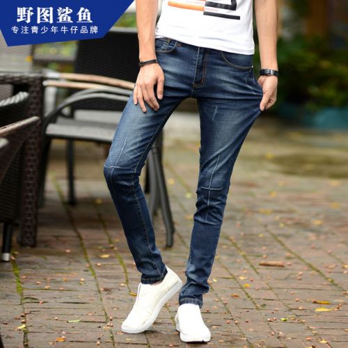 Jeans pour adolescent pieds Slim en coton été - Ref 1463846