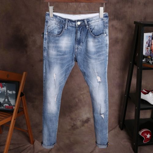 Jeans pour jeunesse pieds Slim en coton été - Ref 1463856
