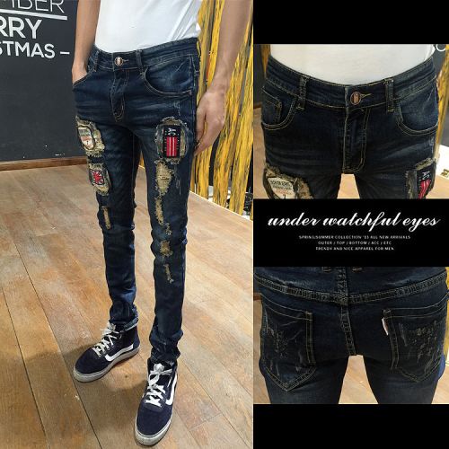 Jeans pour adolescent pieds Slim en coton été - Ref 1463869