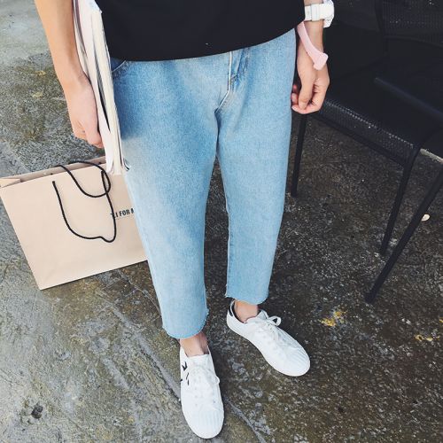 Jeans pour jeunesse pieds Slim en coton été - Ref 1463897