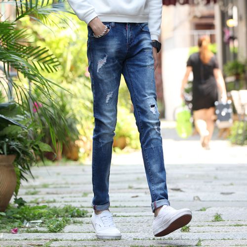 Jeans pour adolescent pieds Slim en coton automne - Ref 1463903