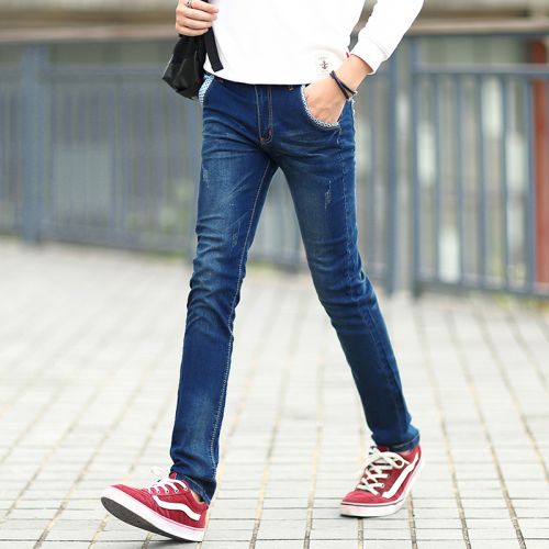 Jeans pour jeunesse coupe droite en coton automne - Ref 1463914