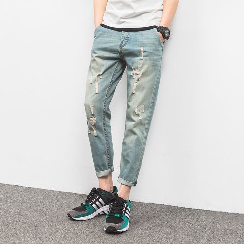 Jeans pour jeunesse pieds Slim en coton été - Ref 1463942