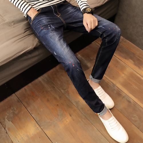 Jeans pour adolescent pieds Slim en coton automne - Ref 1463963