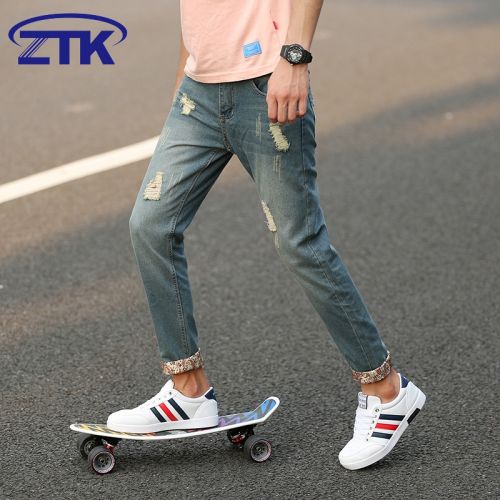 Jeans pour adolescent pieds Slim Coton fibre de polyester fibres viscose rayonne automne - Ref 1463968