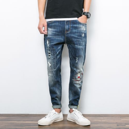 Jeans pour adolescent pieds Slim en coton automne - Ref 1463975