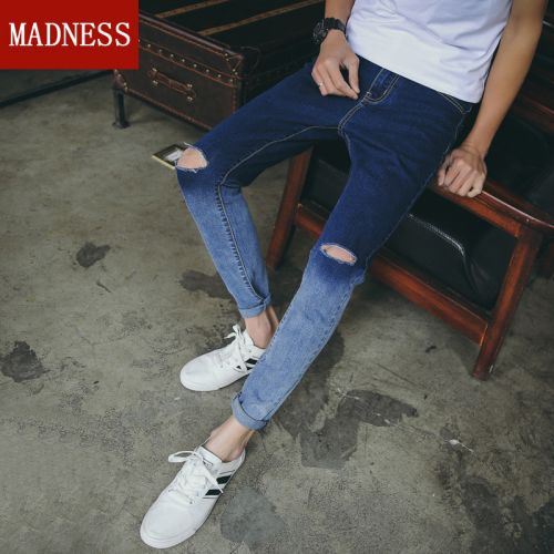 Jeans pour jeunesse pieds Slim YIZHI en coton été - Ref 1463982