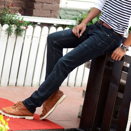 Jeans pour adolescent pieds Slim en coton Quatre saisons - Ref 1464015