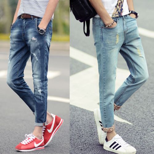 Jeans pour adolescent pieds Slim en coton été - Ref 1464017