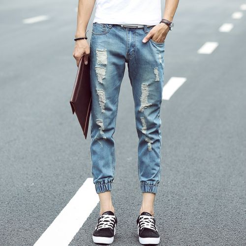 Jeans pour adolescent pieds Slim en coton printemps - Ref 1464021