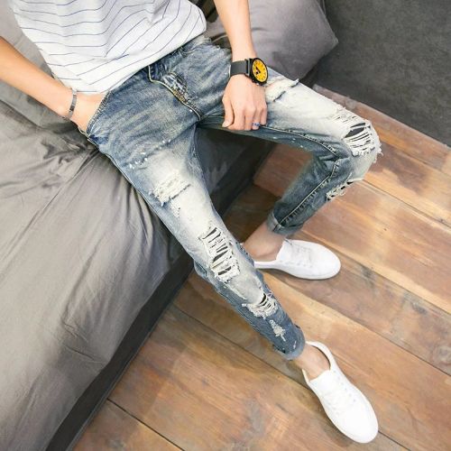 Jeans pour adolescent pieds Slim en coton automne - Ref 1464022