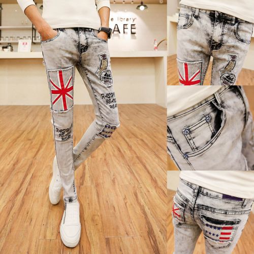 Jeans pour adolescent pieds Slim en coton Quatre saisons - Ref 1464025
