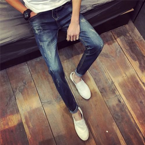 Jeans pour adolescent pieds Slim en coton été - Ref 1464031