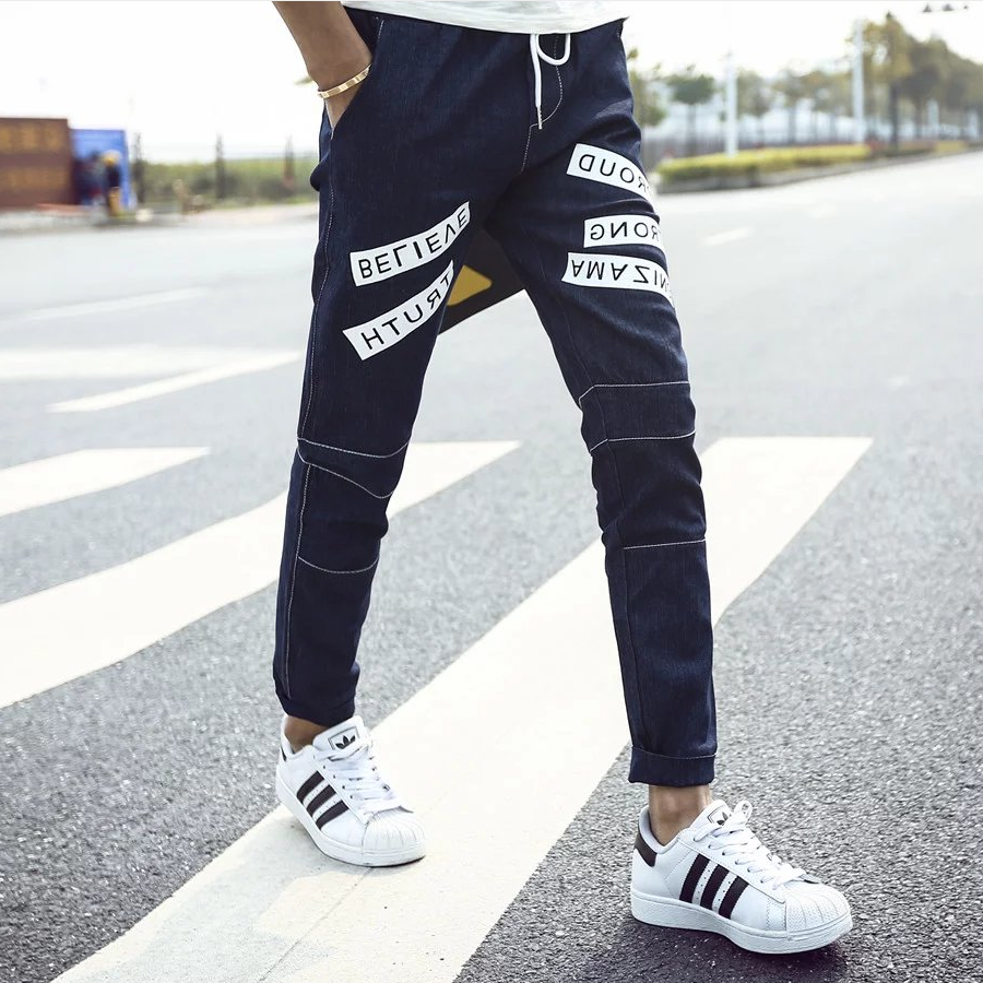 Jeans pour adolescent pieds Slim en coton été - Ref 1464035
