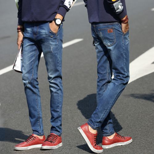 Jeans pour adolescent pieds Slim en coton automne - Ref 1464036