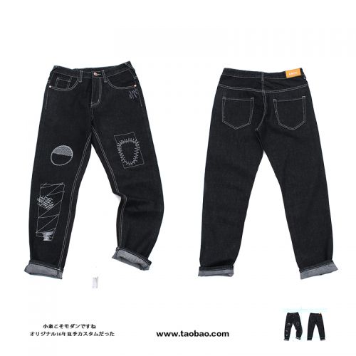 Jeans pour adolescent pieds Slim en coton printemps - Ref 1464059