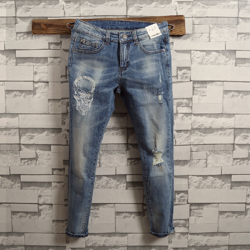 Jeans pour adolescent pieds Slim en coton été - Ref 1464088