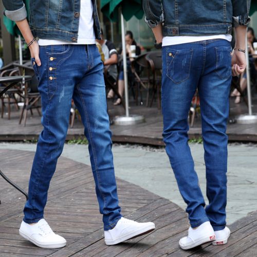 Jeans pour adolescent pieds Slim Coton polyester polyuréthane élastique fibre spandex automne - Ref 1464089