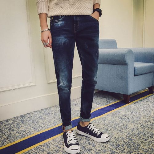 Jeans pour jeunesse pieds Slim en coton automne - Ref 1464095