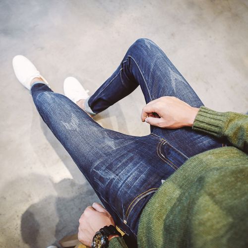 Jeans pour adolescent pieds Slim en coton automne - Ref 1464098