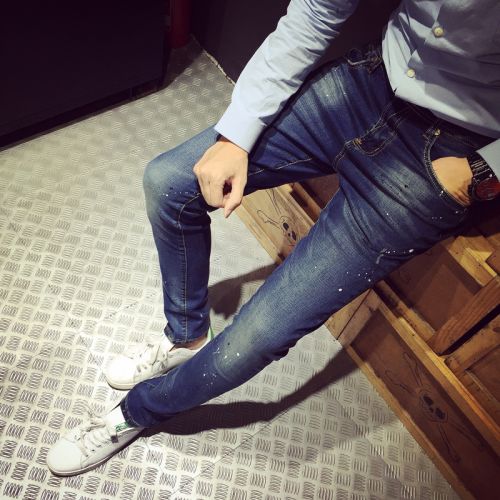 Jeans pour jeunesse pieds Slim en coton Quatre saisons - Ref 1464136
