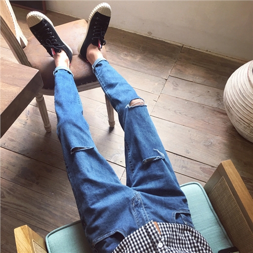 Jeans pour adolescent pieds Slim en coton automne - Ref 1464140