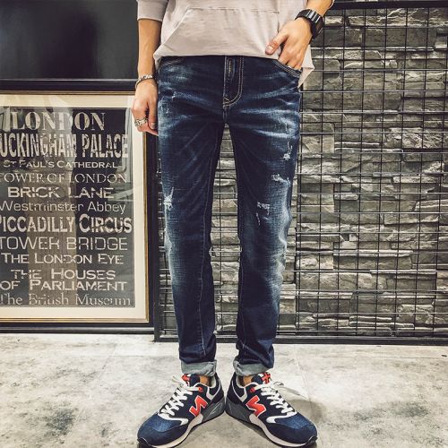 Jeans pour jeunesse pieds Slim en coton automne - Ref 1464142