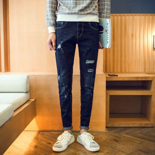 Jeans pour jeunesse pieds Slim en coton Quatre saisons - Ref 1464209