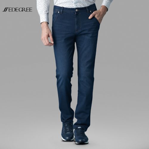 Jeans coupe droite en coton pour printemps - Ref 1464222