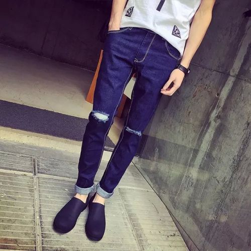 Jeans pour adolescent pieds Slim en coton Quatre saisons - Ref 1464240