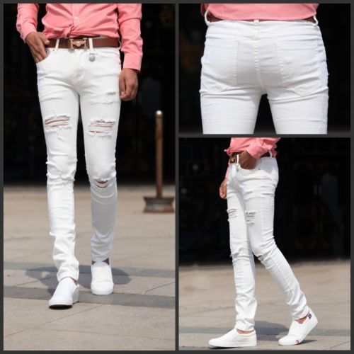 Jeans pour jeunesse pieds Slim en coton été - Ref 1464317