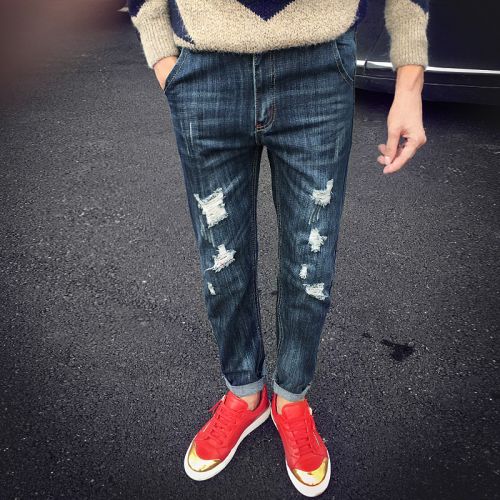 Jeans pour jeunesse pieds Slim en coton automne - Ref 1464354