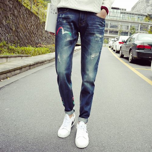 Jeans pour adolescent pieds Slim en coton automne - Ref 1464356