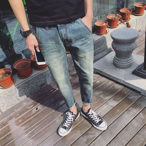 Jeans pour adolescent pieds Slim en coton été - Ref 1464357