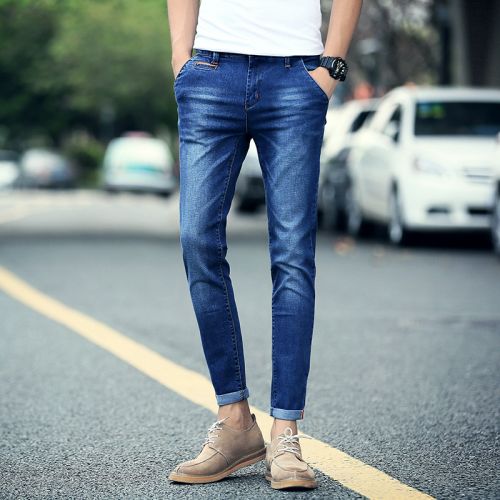 Jeans pour adolescent pieds Slim en coton été - Ref 1464358