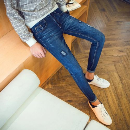 Jeans pour adolescent pieds Slim en coton printemps - Ref 1464378