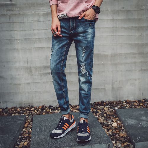 Jeans pour adolescent pieds Slim en coton Quatre saisons - Ref 1464398