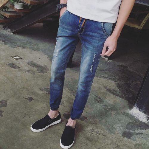 Jeans pour adolescent pieds Slim en coton été - Ref 1464407