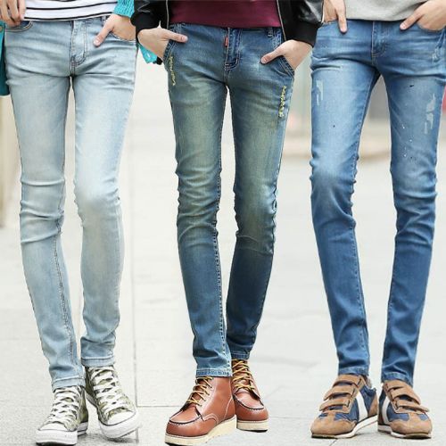 Jeans pour adolescent pieds Slim en coton été - Ref 1464420