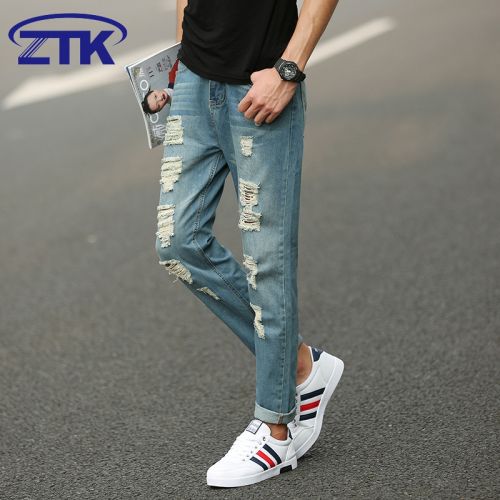 Jeans pour adolescent pieds Slim Le coton, la rayonne viscose de fibres polyester automne - Ref 1464425